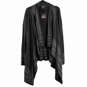 NWT Eddie Bauer Nordic Lights Cardigan Charcoal Heather Wool Blend Draped Size L